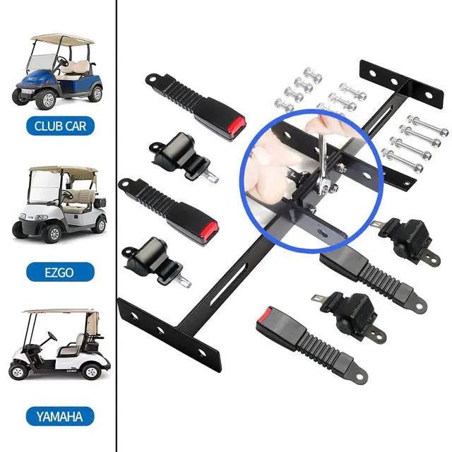 Alt view image 7 of 7 - Retractable Golf Cart Seat Belt Bracket Kit for EZGO, Club Car, Yamaha