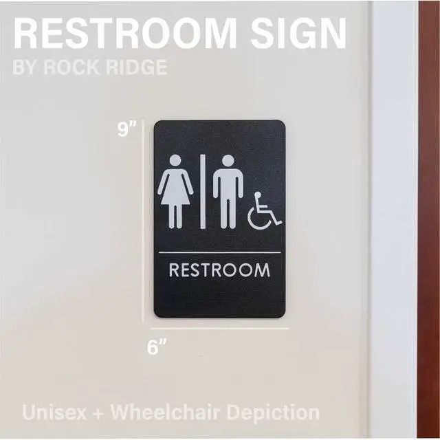 Alt view image 4 of 7 - Men's/Women's Restroom Sign for Handicap Accessible Restroom ADA-Compliant Bathroom Door Sign, Made in USA, Pack of 12