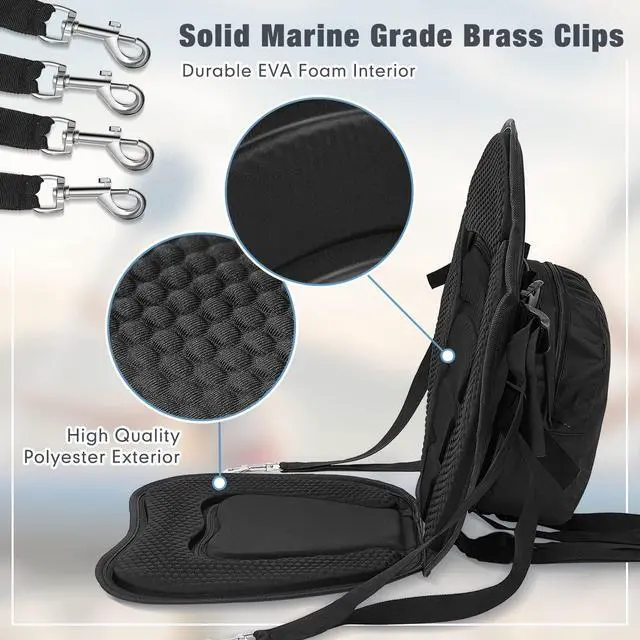 Alt view image 3 of 7 - 2 Pack Kayak Seats with Back Support Adjustable Sit on Top Padded Boat Seat with Detachable Storage Bag and 8 Fixed D Ring and Screws