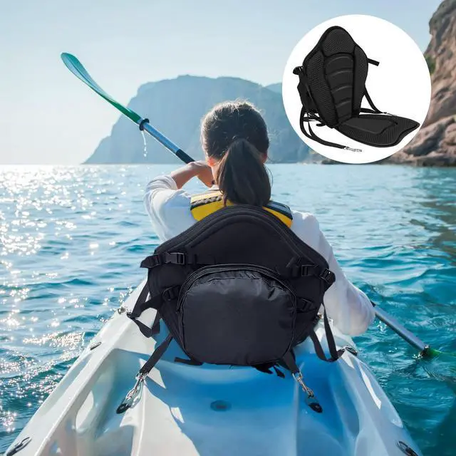 Alt view image 7 of 7 - 2 Pack Kayak Seats with Back Support Adjustable Sit on Top Padded Boat Seat with Detachable Storage Bag and 8 Fixed D Ring and Screws