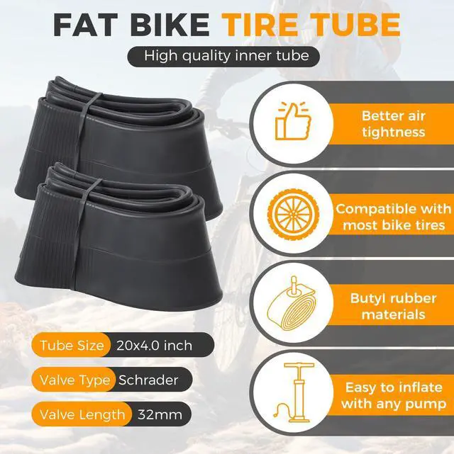 Alt view image 3 of 7 - 20x4.0/ 20x3.0/ 26x4.0 Fat Bike Tires, 20x4/ 20x3/ 26x4 Fat Tire Tube and Bicycle Repair Tool Kit, Foldable Heavy Duty Off-Road Bike, Ebike Fat Tires Replacement Set
