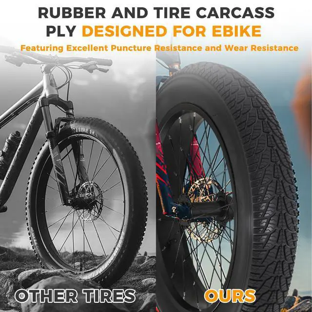 Alt view image 5 of 7 - 20x4.0/ 20x3.0/ 26x4.0 Fat Bike Tires, 20x4/ 20x3/ 26x4 Fat Tire Tube and Bicycle Repair Tool Kit, Foldable Heavy Duty Off-Road Bike, Ebike Fat Tires Replacement Set