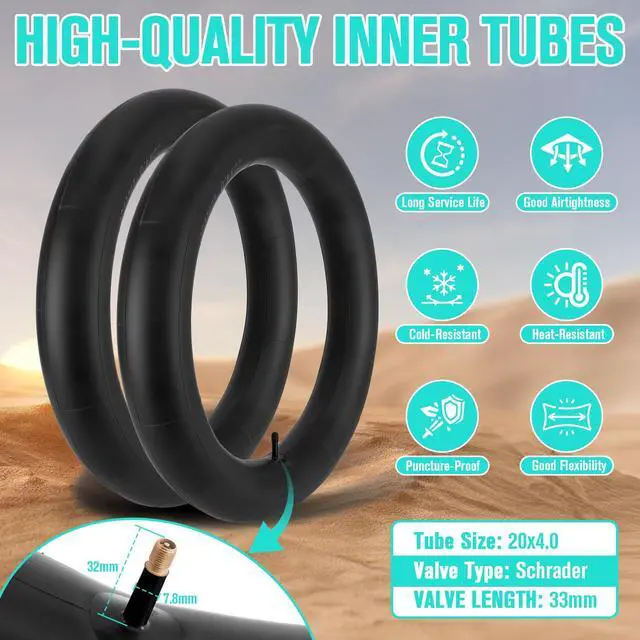 Alt view image 5 of 7 - 20/26x4.0 Fat Tire for Ebike and MTB, High-Performance 26/20x4.0 Fat Tires Set with 20x4 Tire Tube Puncture Proof, Heavy Duty 20x4 Bike Tires Durable All-Terrain