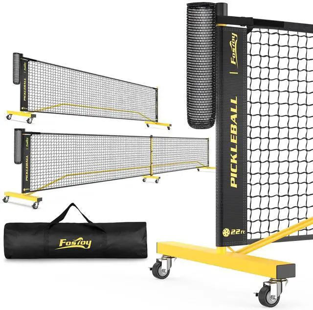 Main image of Pickleball Net with Ball Collector, Wheels, 22FT & 11FT Size | Portable 2-in-1 Pickle ball Net with Carry Bag, Steady Metal Frame for Outdoor Indoor Backyards, Driveway