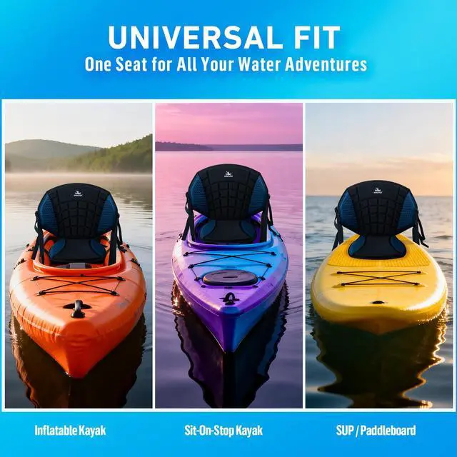 Alt view image 4 of 7 - Upgraded Kayak Seat with Back Support & Enhanced Side Support, Universal Folding Paddle Board Seat for Inflatable Kayak, Canoe, SUP, Fishing Boat