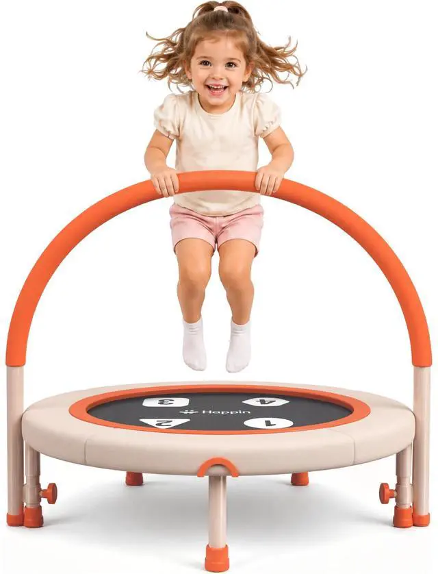 Main image of ® 36'' Toddler Trampoline Indoor, Foldable Mini Trampoline for Kids Ages 2-6, ASTM Certified, Adjustable Handle, Safety Pad for Indoor & Outdoor, Baby Trampolines, for Boy & Girl