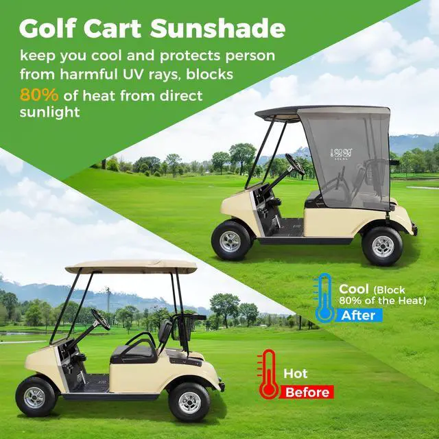 Alt view image 4 of 7 - Golf Cart Sun Shade Cover for Club Car DS Precedent and EZGO TXT RXV, UV Heat Resistant Sunshade Curtain