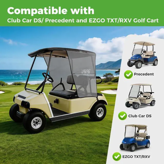 Alt view image 3 of 7 - Golf Cart Sun Shade Cover for Club Car DS Precedent and EZGO TXT RXV, UV Heat Resistant Sunshade Curtain