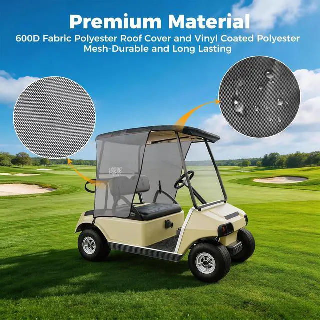 Alt view image 5 of 7 - Golf Cart Sun Shade Cover for Club Car DS Precedent and EZGO TXT RXV, UV Heat Resistant Sunshade Curtain