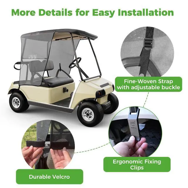 Alt view image 6 of 7 - Golf Cart Sun Shade Cover for Club Car DS Precedent and EZGO TXT RXV, UV Heat Resistant Sunshade Curtain