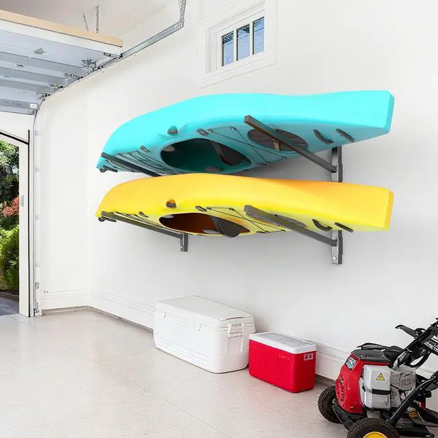 Alt view image 2 of 7 - Heavy Duty Wall Mounted Kayak Storage Rack for Garage, Adjustable Kayak Hangers for Wall, Holds Up to 220 lbs