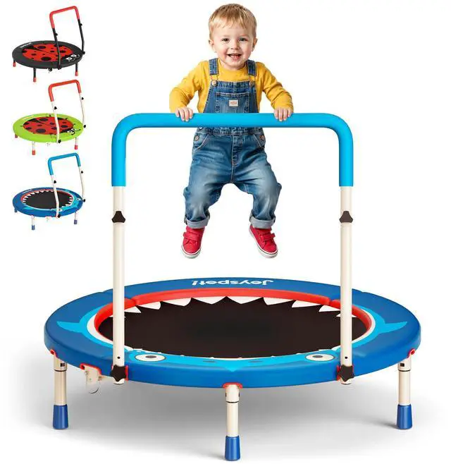 Main image of 36-Inch Toddler Trampoline with Foam Handle, 3FT Foldable Mini Rebounder | ASTM & CPSIA Certified, KidsTrampoline with Adjustable Bar, 100 lbs Capacity, Quiet Elastic Bands, Indoor Outdoor & Ages 3-6