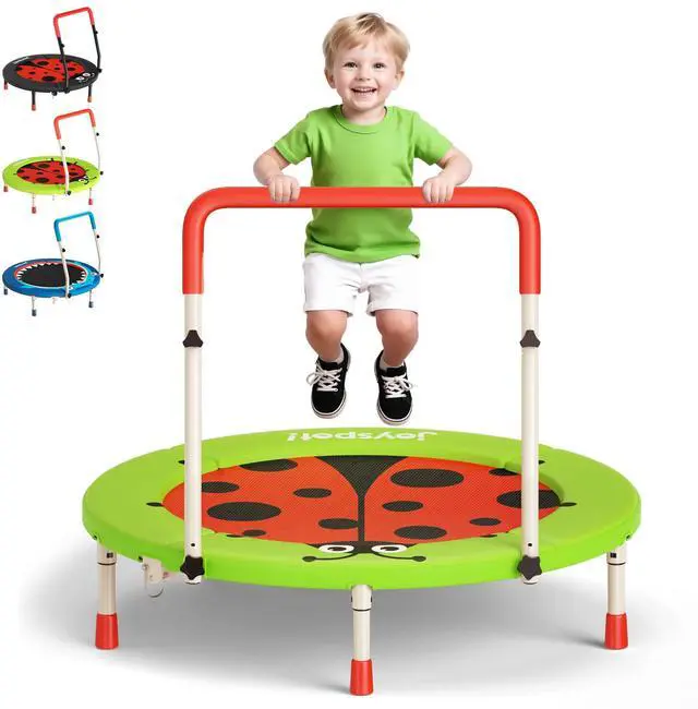 Main image of 36-Inch Toddler Trampoline with Foam Handle, 3FT Foldable Mini Rebounder | ASTM & CPSIA Certified, KidsTrampoline with Adjustable Bar, 100 lbs Capacity, Quiet Elastic Bands, Indoor Outdoor & Ages 3-6