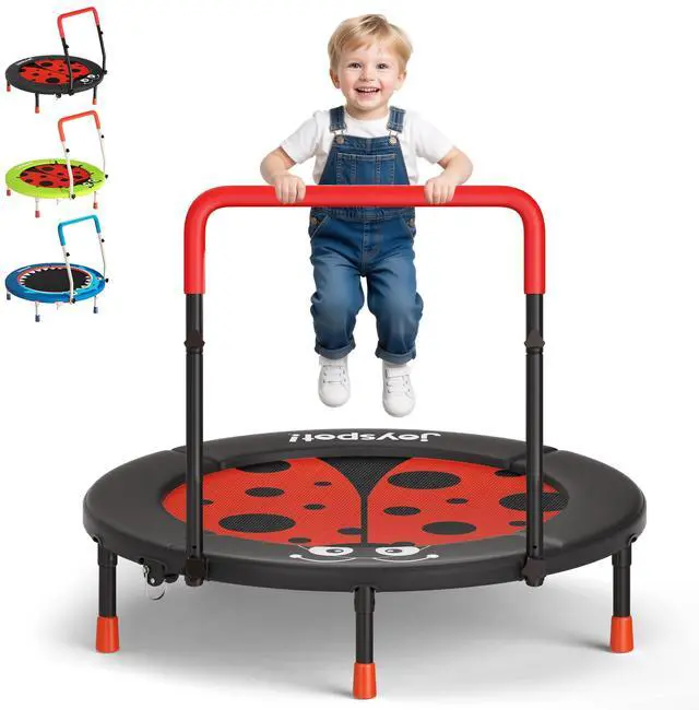 Main image of 36-Inch Toddler Trampoline with Foam Handle, 3FT Foldable Mini Rebounder | ASTM & CPSIA Certified, KidsTrampoline with Adjustable Bar, 100 lbs Capacity, Quiet Elastic Bands, Indoor Outdoor & Ages 3-6