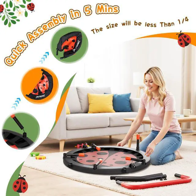 Alt view image 4 of 7 - 36-Inch Toddler Trampoline with Foam Handle, 3FT Foldable Mini Rebounder | ASTM & CPSIA Certified, KidsTrampoline with Adjustable Bar, 100 lbs Capacity, Quiet Elastic Bands, Indoor Outdoor & Ages 3-6