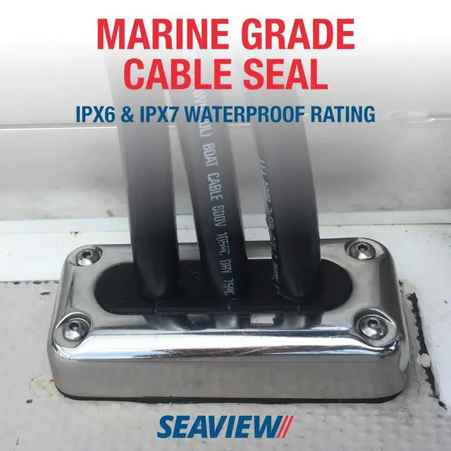 Alt view image 2 of 7 - Multi-Cable Rectangle Cable Gland | Marine Grade Waterproof Cable Seal | Cables Up to 0.5" (12.7mm), Connectors Up to 0.75" (19.1mm), IPX6/IPX7 Rated, Marine Grade 316 Stainless