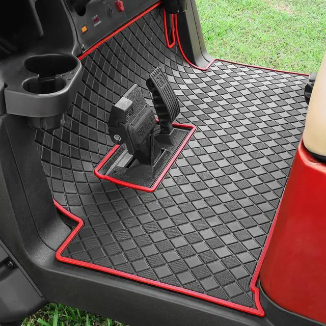 Main image of Golf Cart Floor Liner Mat 8mm Thick Rubber Full Coverage Fit for Club Car Precedent 2004-2025 / Onward & Tempo 2017-2025 / Villager & V4L 2019-2025 Carts Upgraded Non-Slip Mats Replacement