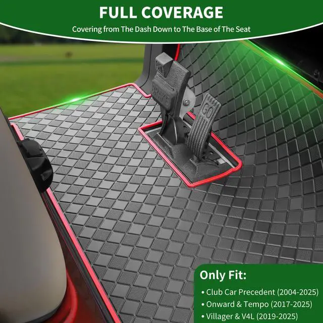 Alt view image 2 of 7 - Golf Cart Floor Liner Mat 8mm Thick Rubber Full Coverage Fit for Club Car Precedent 2004-2025 / Onward & Tempo 2017-2025 / Villager & V4L 2019-2025 Carts Upgraded Non-Slip Mats Replacement