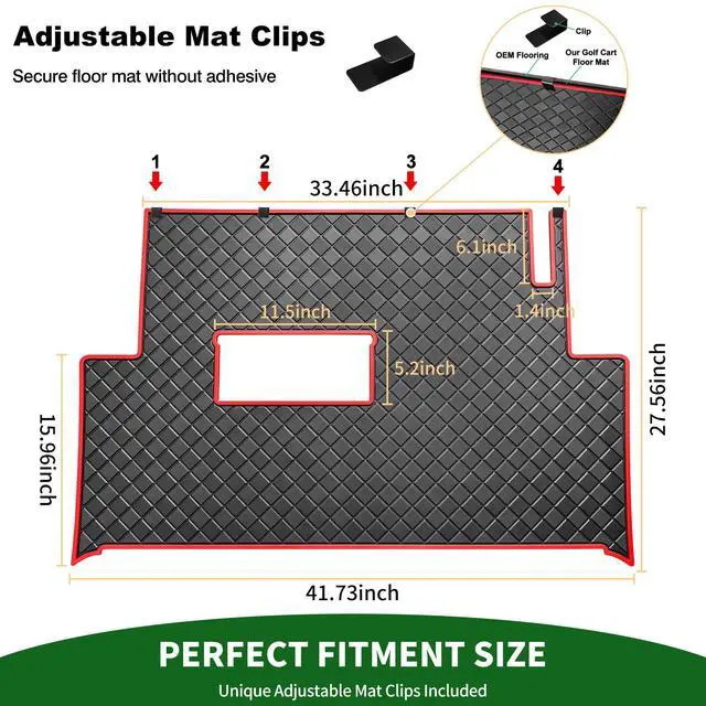 Alt view image 6 of 7 - Golf Cart Floor Liner Mat 8mm Thick Rubber Full Coverage Fit for Club Car Precedent 2004-2025 / Onward & Tempo 2017-2025 / Villager & V4L 2019-2025 Carts Upgraded Non-Slip Mats Replacement
