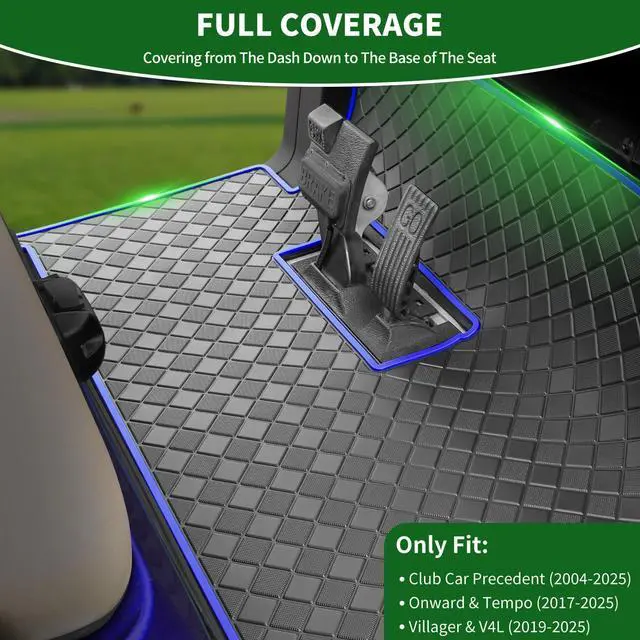 Alt view image 2 of 7 - Golf Cart Floor Liner Mat 8mm Thick Rubber Full Coverage Fit for Club Car Precedent 2004-2025 / Onward & Tempo 2017-2025 / Villager & V4L 2019-2025 Carts Upgraded Non-Slip Mats Replacement