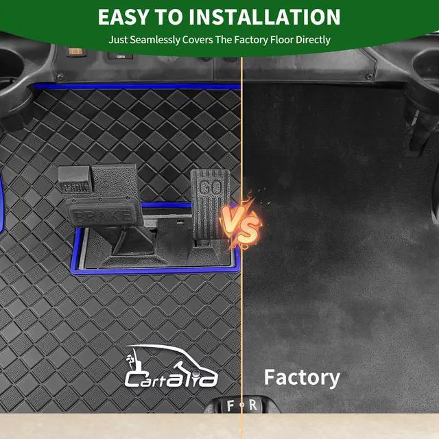 Alt view image 5 of 7 - Golf Cart Floor Liner Mat 8mm Thick Rubber Full Coverage Fit for Club Car Precedent 2004-2025 / Onward & Tempo 2017-2025 / Villager & V4L 2019-2025 Carts Upgraded Non-Slip Mats Replacement