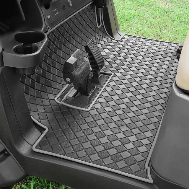 Main image of Golf Cart Floor Liner Mat 8mm Thick Rubber Full Coverage Fit for Club Car Precedent 2004-2025 / Onward & Tempo 2017-2025 / Villager & V4L 2019-2025 Carts Upgraded Non-Slip Mats Replacement