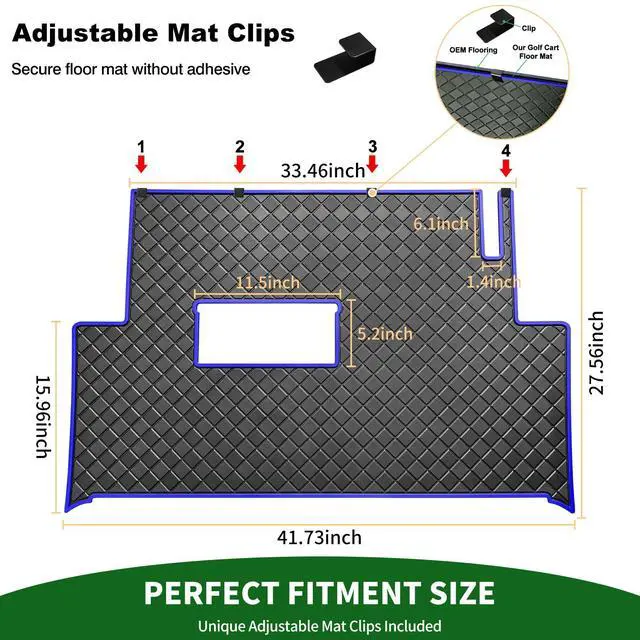 Alt view image 6 of 7 - Golf Cart Floor Liner Mat 8mm Thick Rubber Full Coverage Fit for Club Car Precedent 2004-2025 / Onward & Tempo 2017-2025 / Villager & V4L 2019-2025 Carts Upgraded Non-Slip Mats Replacement
