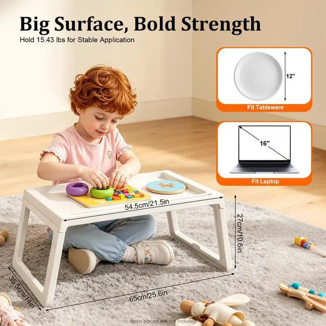 Alt view image 2 of 7 - 6 Pack Bed Tray Tables Breakfast Trays Serving Tray, Foldable Food Tray for Bed, Bed Laptap Desk with Phone Slots for Sofa Bed Eating Studying Working, White
