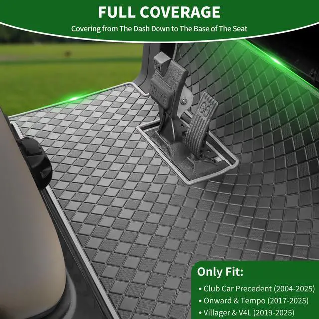 Alt view image 2 of 7 - Golf Cart Floor Liner Mat 8mm Thick Rubber Full Coverage Fit for Club Car Precedent 2004-2025 / Onward & Tempo 2017-2025 / Villager & V4L 2019-2025 Carts Upgraded Non-Slip Mats Replacement