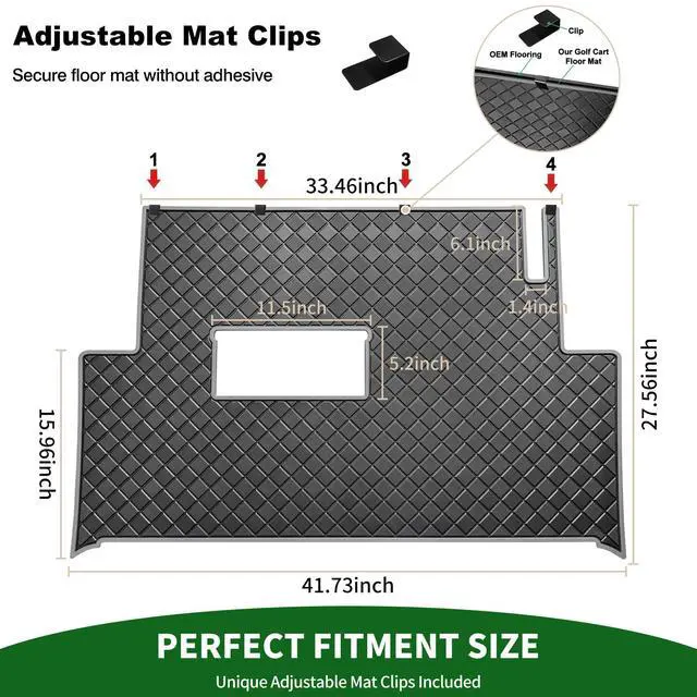 Alt view image 6 of 7 - Golf Cart Floor Liner Mat 8mm Thick Rubber Full Coverage Fit for Club Car Precedent 2004-2025 / Onward & Tempo 2017-2025 / Villager & V4L 2019-2025 Carts Upgraded Non-Slip Mats Replacement