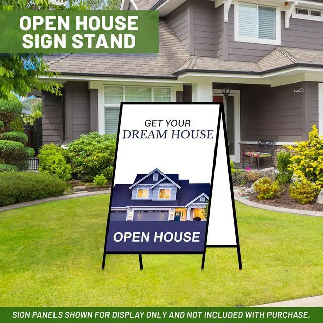 Alt view image 5 of 7 - Generic A-Frame Sidewalk Portable Folding Curb Sign Stand, 36 x 24 Slide in, Black (Pack of 1), C 214
