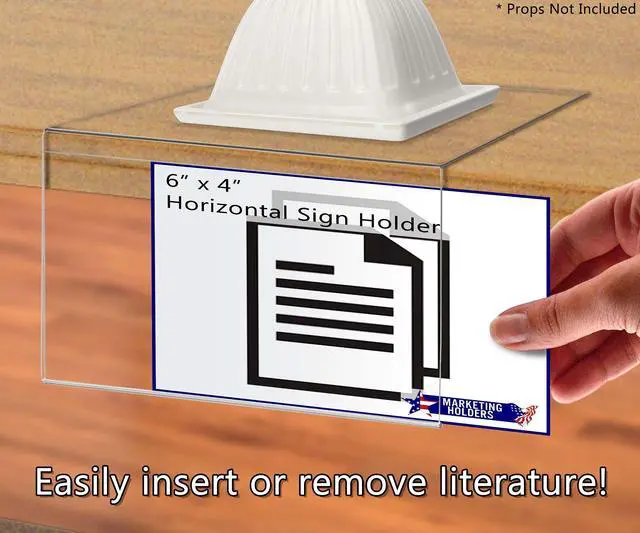 Alt view image 5 of 6 - 10 Pack Acrylic Retail Shelf Talker 6" Wide by 4" High for Product Information Inventory Name Tags and UPC Labels Clear Side Loading Moveable Sign Holder