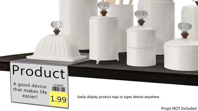Alt view image 3 of 6 - 10 Pack Acrylic Retail Shelf Talker 6" Wide by 4" High for Product Information Inventory Name Tags and UPC Labels Clear Side Loading Moveable Sign Holder
