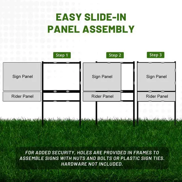 Alt view image 3 of 6 - Generic Real Estate Yard Sign Metal H-Frame, 18 x 24 Slide-in with Rider, Black (Pack of 5), (C-289)