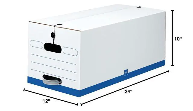 Alt view image 4 of 4 - ® Brand Quick Set-Up Storage Boxes With String & Button Closure, Letter, 24" x 12" x 10", 60% Recycled, White/Blue, Pack Of 12