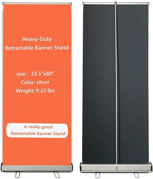 Main image of 33 ½"x80 Heavy-Duty Retractable Roll Up Banner Standfor business trade show,store sign display Stand with Padded Canvas Bag (Stand Only)