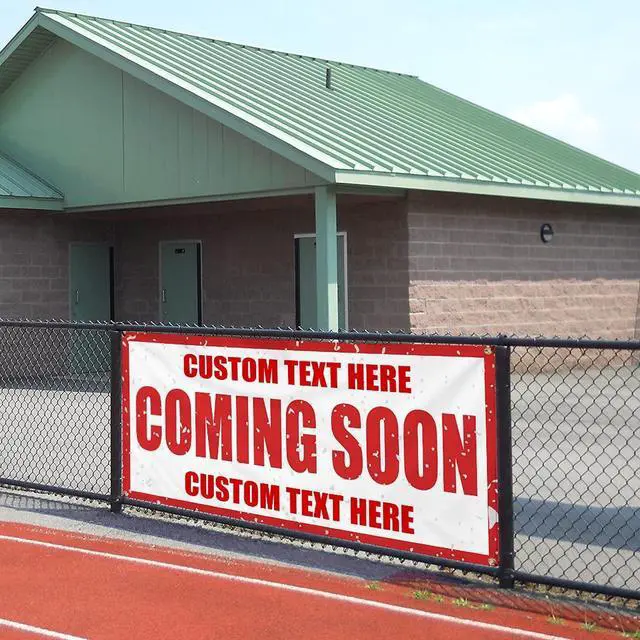 Alt view image 4 of 6 - Custom Vinyl Banner Multiple Sizes Coming Soon Business Coming Soon Outdoor Weatherproof Industrial Yard Signs 6 Grommets Personalized Text Here 36x72Inches