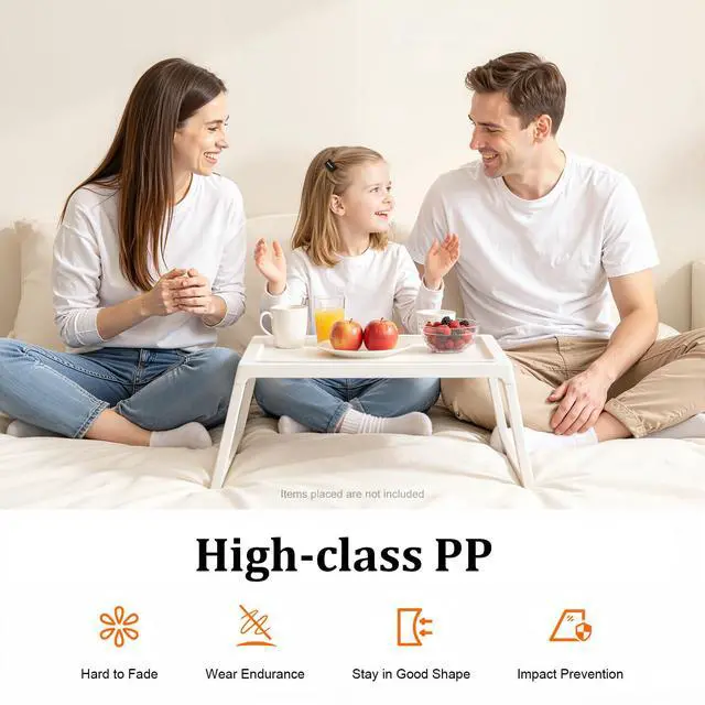 Alt view image 5 of 7 - 6 Pack Bed Tray Tables Breakfast Trays Serving Tray, Foldable Food Tray for Bed, Bed Laptap Desk with Phone Slots for Sofa Bed Eating Studying Working, White
