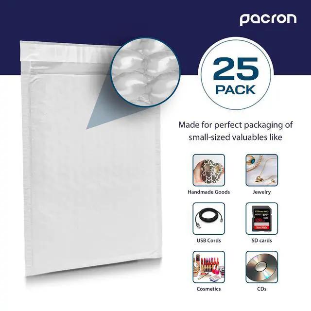 Alt view image 6 of 7 - 100-Pack Waterproof Poly Bubble Mailers 10.5 x 16 - Thick, Durable, Instant Seal Envelopes with Strong Adhesive - Protective Shipping Mailers for Jewelry, Cosmetics, SD Cards, USB Cables
