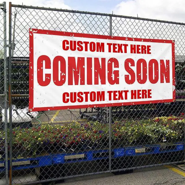 Alt view image 3 of 6 - Custom Vinyl Banner Multiple Sizes Coming Soon Business Coming Soon Outdoor Weatherproof Industrial Yard Signs 6 Grommets Personalized Text Here 36x72Inches