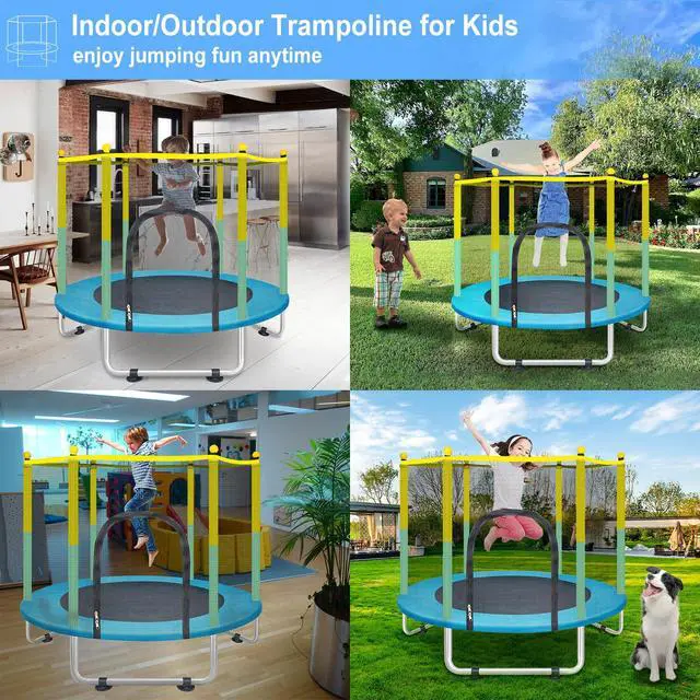 Alt view image 2 of 7 - Indoor Trampoline for Kids Ages 1-8, 55" Small Outdoor Toddler Trampoline | Safety Enclosure Net, No-Gap Safe Design, Baby Round Jumping Mat, Recreational Trampolines Birthday Gifts for Boys Girls