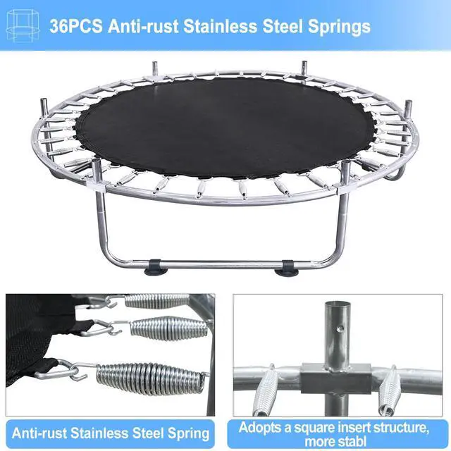 Alt view image 3 of 7 - Indoor Trampoline for Kids Ages 1-8, 55" Small Outdoor Toddler Trampoline | Safety Enclosure Net, No-Gap Safe Design, Baby Round Jumping Mat, Recreational Trampolines Birthday Gifts for Boys Girls