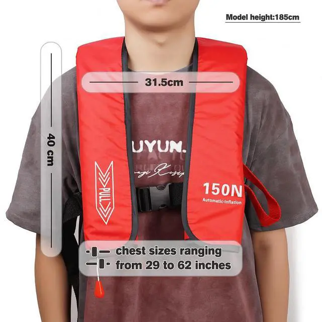 Alt view image 2 of 7 - Inflatable-Life-Jacket| Lightweight Life-Vest for Adults| Automatic Inflatable-PFD| Supports up to 300 lbs