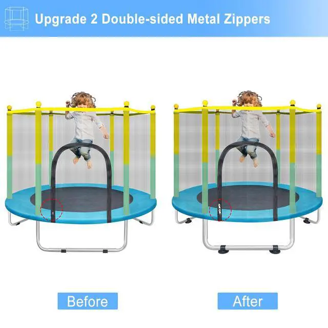 Alt view image 7 of 7 - Indoor Trampoline for Kids Ages 1-8, 55" Small Outdoor Toddler Trampoline | Safety Enclosure Net, No-Gap Safe Design, Baby Round Jumping Mat, Recreational Trampolines Birthday Gifts for Boys Girls