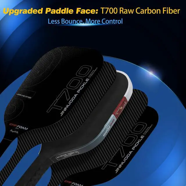 Alt view image 3 of 7 - Pickleball Paddle with T700 Raw Carbon Fiber, 16mm Upgraded EPP Foam Core, Torque-Boost Weighting System & Elasticity Enhancement Design