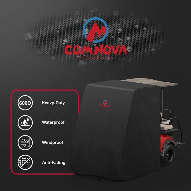 Alt view image 5 of 7 - Comnova Golf Cart Cover 4 Passenger - 600D Waterproof Golf Carts Enclosure with Zipper, Windproof & UV Resistant, Outdoor Golf Cart Cover Universal Fit EZGO, Club Car, Yamaha up to 112"L x 48"W x 66"H