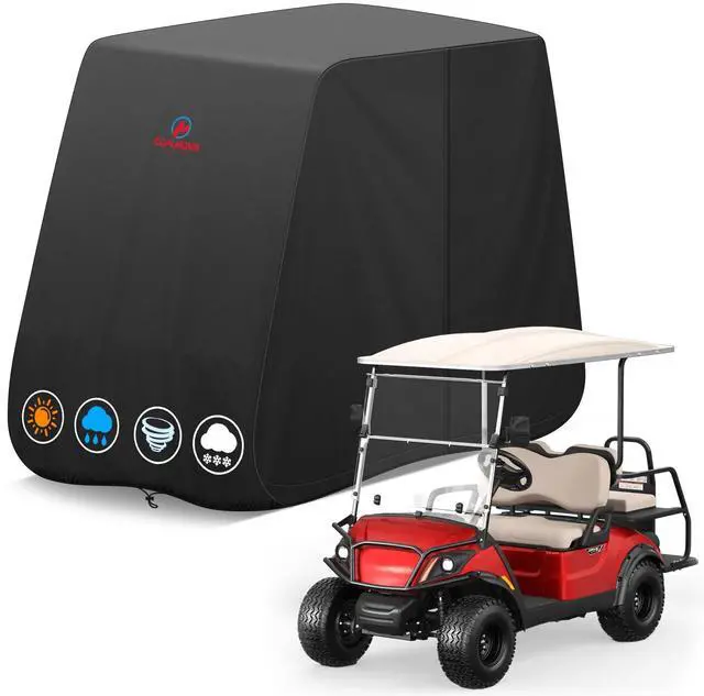 Main image of Comnova Golf Cart Cover 4 Passenger - 600D Waterproof Golf Carts Enclosure with Zipper, Windproof & UV Resistant, Outdoor Golf Cart Cover Universal Fit EZGO, Club Car, Yamaha up to 112"L x 48"W x 66"H