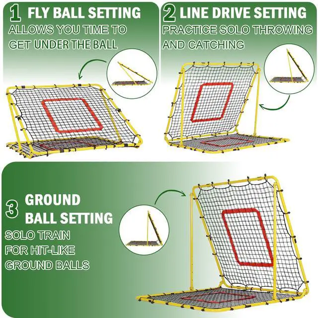 Alt view image 3 of 7 - Baseball and Softball Rebounder Net,Baseball Rebounder,Volleyball Rebounder,Pitch Back Net,Multi-Sport Training Rebound Screen,with Pitching Target,Easy Adjustable Angles