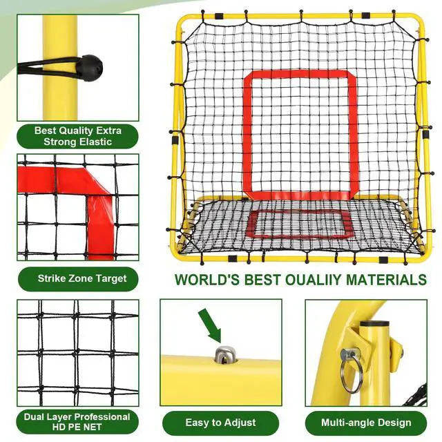 Alt view image 7 of 7 - Baseball and Softball Rebounder Net,Baseball Rebounder,Volleyball Rebounder,Pitch Back Net,Multi-Sport Training Rebound Screen,with Pitching Target,Easy Adjustable Angles