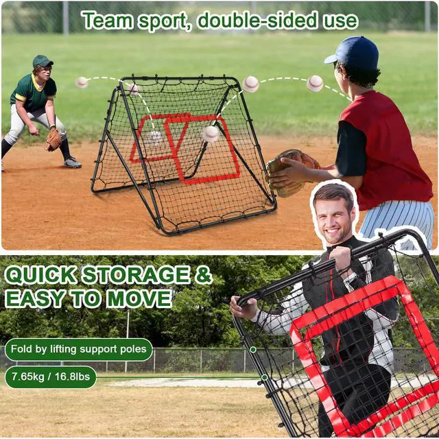 Alt view image 6 of 7 - Baseball and Softball Rebounder Net,Baseball Rebounder,Volleyball Rebounder,Pitch Back Net,Multi-Sport Training Rebound Screen,with Pitching Target,Easy Adjustable Angles